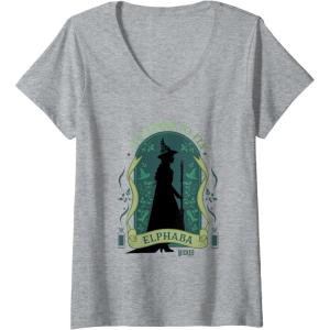 imageWomens Wicked Elphaba Destined To Fly Silhouette VNeck TShirtHeather Grey