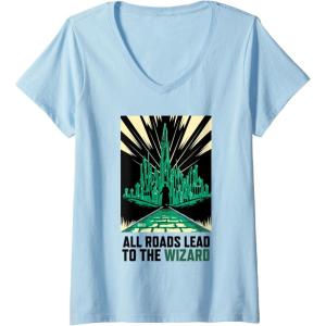 imageWomens Wicked For Good All Roads Lead to the Wizard VNeck TShirtBaby Blue