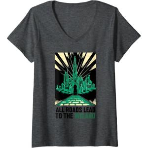 imageWomens Wicked For Good All Roads Lead to the Wizard VNeck TShirtDark Heather Grey