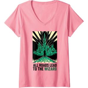 imageWomens Wicked For Good All Roads Lead to the Wizard VNeck TShirtPink