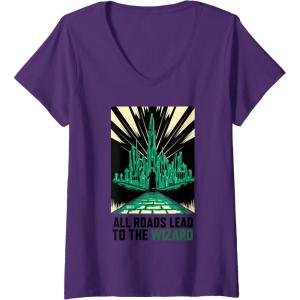 imageWomens Wicked For Good All Roads Lead to the Wizard VNeck TShirtPurple