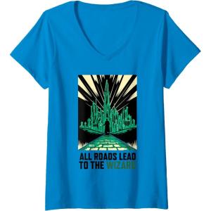 imageWomens Wicked For Good All Roads Lead to the Wizard VNeck TShirtSapphire Blue