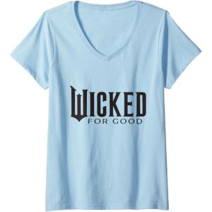 imageWomens Wicked For Good Black Minimalist Logo VNeck TShirtBaby Blue
