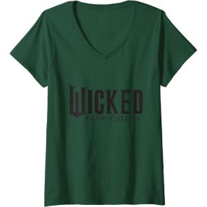 imageWomens Wicked For Good Black Minimalist Logo VNeck TShirtDark Green