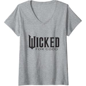 imageWomens Wicked For Good Black Minimalist Logo VNeck TShirtHeather Grey