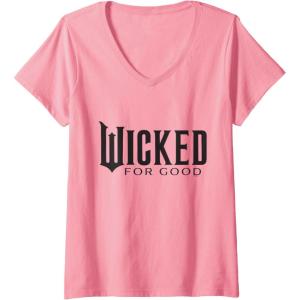 imageWomens Wicked For Good Black Minimalist Logo VNeck TShirtPink