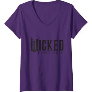 imageWomens Wicked For Good Black Minimalist Logo VNeck TShirtPurple