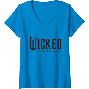imageWomens Wicked For Good Black Minimalist Logo VNeck TShirtSapphire Blue
