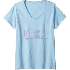 imageWomens Wicked For Good Bubble Shimmer Logo VNeck TShirtBaby Blue