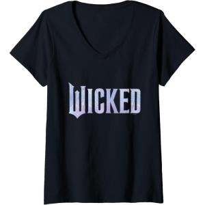 imageWomens Wicked For Good Bubble Shimmer Logo VNeck TShirtBlack