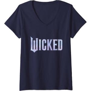imageWomens Wicked For Good Bubble Shimmer Logo VNeck TShirtNavy Blue