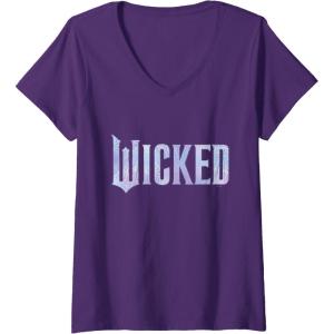 imageWomens Wicked For Good Bubble Shimmer Logo VNeck TShirtPurple