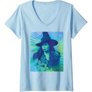 imageWomens Wicked For Good Elphaba Close Up Florals VNeck TShirtBaby Blue