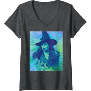 imageWomens Wicked For Good Elphaba Close Up Florals VNeck TShirtDark Heather Grey