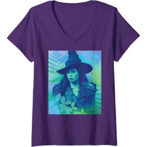 imageWomens Wicked For Good Elphaba Close Up Florals VNeck TShirtPurple