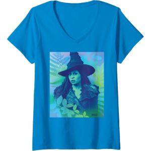 imageWomens Wicked For Good Elphaba Close Up Florals VNeck TShirtSapphire Blue