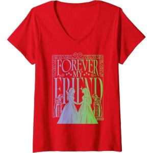 imageWomens Wicked For Good Forever My Friend Silhouettes VNeck TShirtRed
