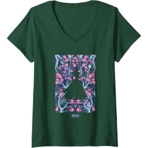 imageWomens Wicked For Good Glinda Floral Grace VNeck TShirtDark Green