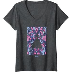 imageWomens Wicked For Good Glinda Floral Grace VNeck TShirtDark Heather Grey