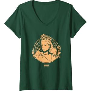 imageWomens Wicked For Good Glinda Golden Glow VNeck TShirtDark Green