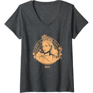 imageWomens Wicked For Good Glinda Golden Glow VNeck TShirtDark Heather Grey
