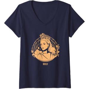 imageWomens Wicked For Good Glinda Golden Glow VNeck TShirtNavy Blue