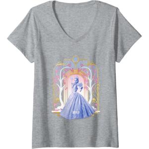 imageWomens Wicked For Good Glinda Shades of Blue VNeck TShirtHeather Grey