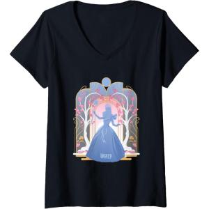 imageWomens Wicked For Good Glinda Silhouette in Blue VNeck TShirtBlack