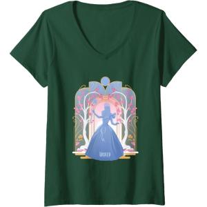 imageWomens Wicked For Good Glinda Silhouette in Blue VNeck TShirtDark Green