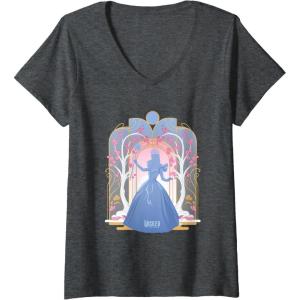 imageWomens Wicked For Good Glinda Silhouette in Blue VNeck TShirtDark Heather Grey