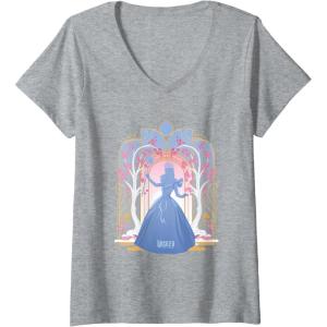 imageWomens Wicked For Good Glinda Silhouette in Blue VNeck TShirtHeather Grey