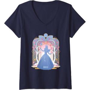 imageWomens Wicked For Good Glinda Silhouette in Blue VNeck TShirtNavy Blue