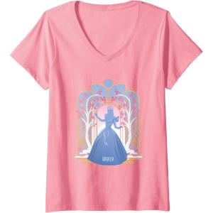 imageWomens Wicked For Good Glinda Silhouette in Blue VNeck TShirtPink