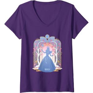 imageWomens Wicked For Good Glinda Silhouette in Blue VNeck TShirtPurple