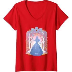 imageWomens Wicked For Good Glinda Silhouette in Blue VNeck TShirtRed