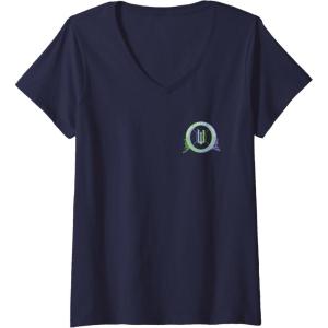 imageWomens Wicked For Good Glinda and Elphaba Friends Front ampamp Back VNeck TShirtNavy Blue