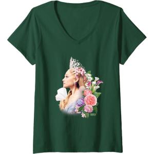 imageWomens Wicked For Good Glinda in Bloom VNeck TShirtDark Green