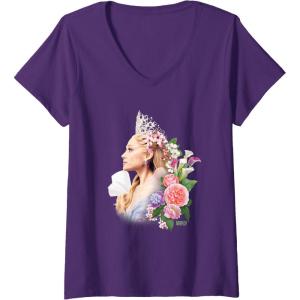 imageWomens Wicked For Good Glinda in Bloom VNeck TShirtPurple