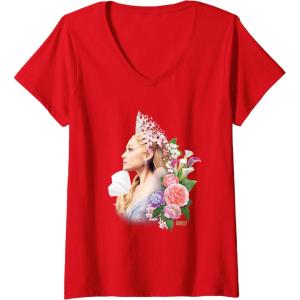 imageWomens Wicked For Good Glinda in Bloom VNeck TShirtRed