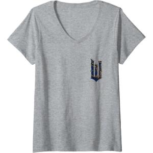 imageWomens Wicked For Good Ozian Pattern Logo Front And Back VNeck TShirtHeather Grey