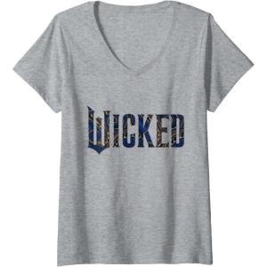 imageWomens Wicked For Good Ozian Pattern Logo VNeck TShirtHeather Grey