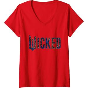 imageWomens Wicked For Good Ozian Pattern Logo VNeck TShirtRed