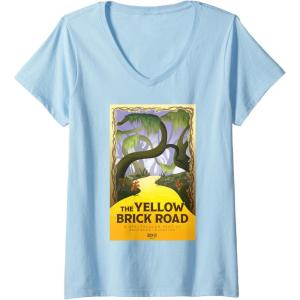 imageWomens Wicked For Good The Yellow Brick Road Journey VNeck TShirtBaby Blue