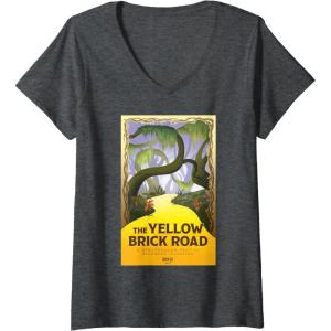 imageWomens Wicked For Good The Yellow Brick Road Journey VNeck TShirtDark Heather Grey