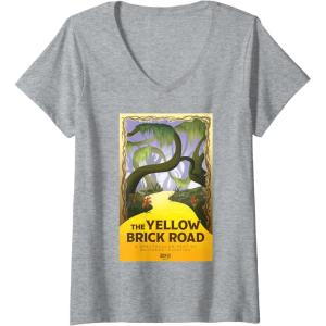 imageWomens Wicked For Good The Yellow Brick Road Journey VNeck TShirtHeather Grey