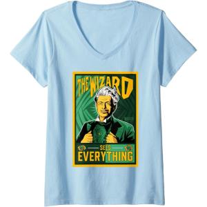 imageWomens Wicked For Good Wizard Sees Everything VNeck TShirtBaby Blue