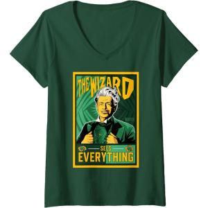 imageWomens Wicked For Good Wizard Sees Everything VNeck TShirtDark Green