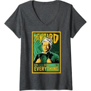 imageWomens Wicked For Good Wizard Sees Everything VNeck TShirtDark Heather Grey