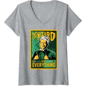 imageWomens Wicked For Good Wizard Sees Everything VNeck TShirtHeather Grey