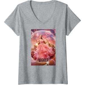 imageWomens Wicked Glinda Bubble Poster VNeck TShirtHeather Grey